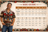 Cumbia/Día de los Muertos Button-Up Shirt – Sugar Skull, Floral & Guitar Print