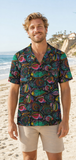 Psychedelic Aquarium Men's Faux Linen Hawaiian Shirt