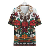 Cumbia/Día de los Muertos Button-Up Shirt – Sugar Skull, Floral & Guitar Print