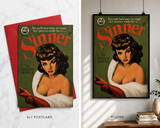 Vintage Sinner”Pulp Art– Retro Paperback Cover Print – Femme Fatale Illustration