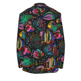 Psychedelic Aquarium Casual Flat Lapel Blazer