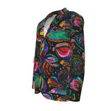 Psychedelic Aquarium Casual Flat Lapel Blazer