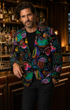 Psychedelic Aquarium Casual Flat Lapel Blazer