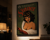 Vintage Sinner”Pulp Art– Retro Paperback Cover Print – Femme Fatale Illustration