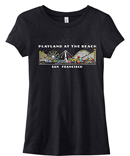 ArkivaTropika/TeeGeniuses Playland at The Beach San Francisco Women's T-Shirt Matchbook Art Reproduction