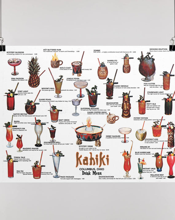 Kahiki Vintage Tiki Bar Cocktail Menu