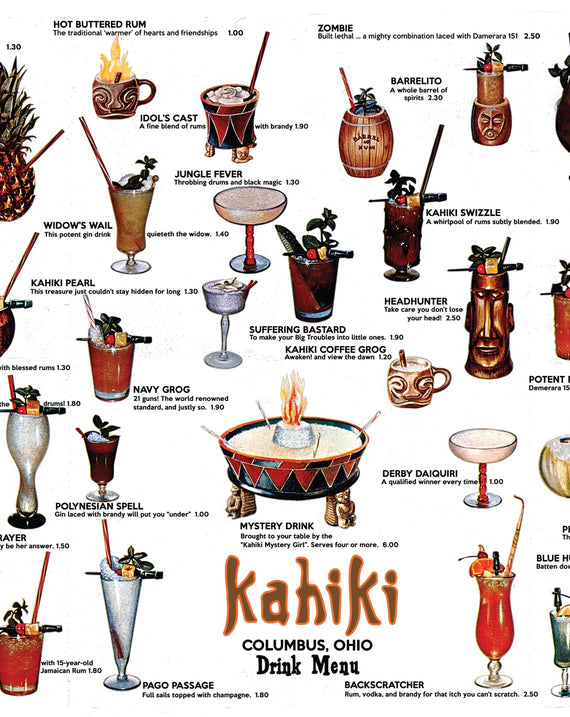 Kahiki Vintage Tiki Bar Cocktail Menu