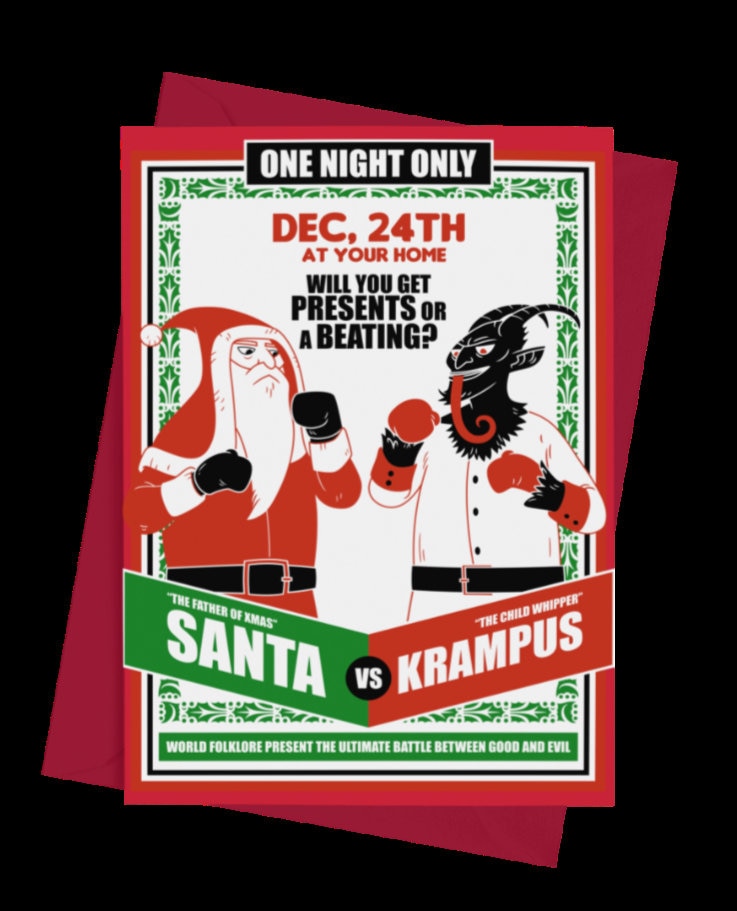 Santa Vs Krampus Greeting Card